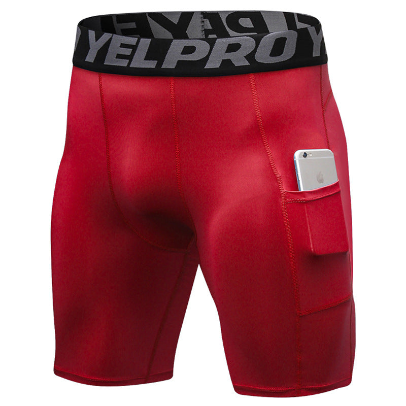 Short PRO gym homme avec poches - Collant sport running séchage rapide