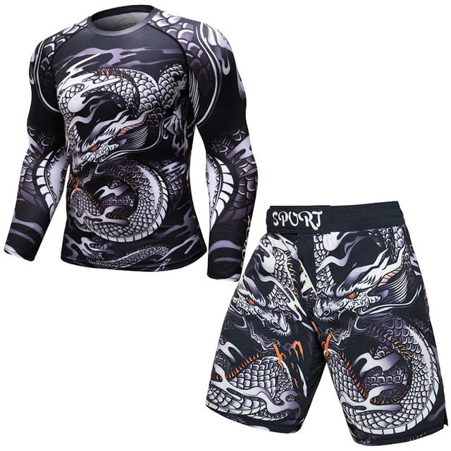 T-shirt compression Rashguard MMA BJJ homme