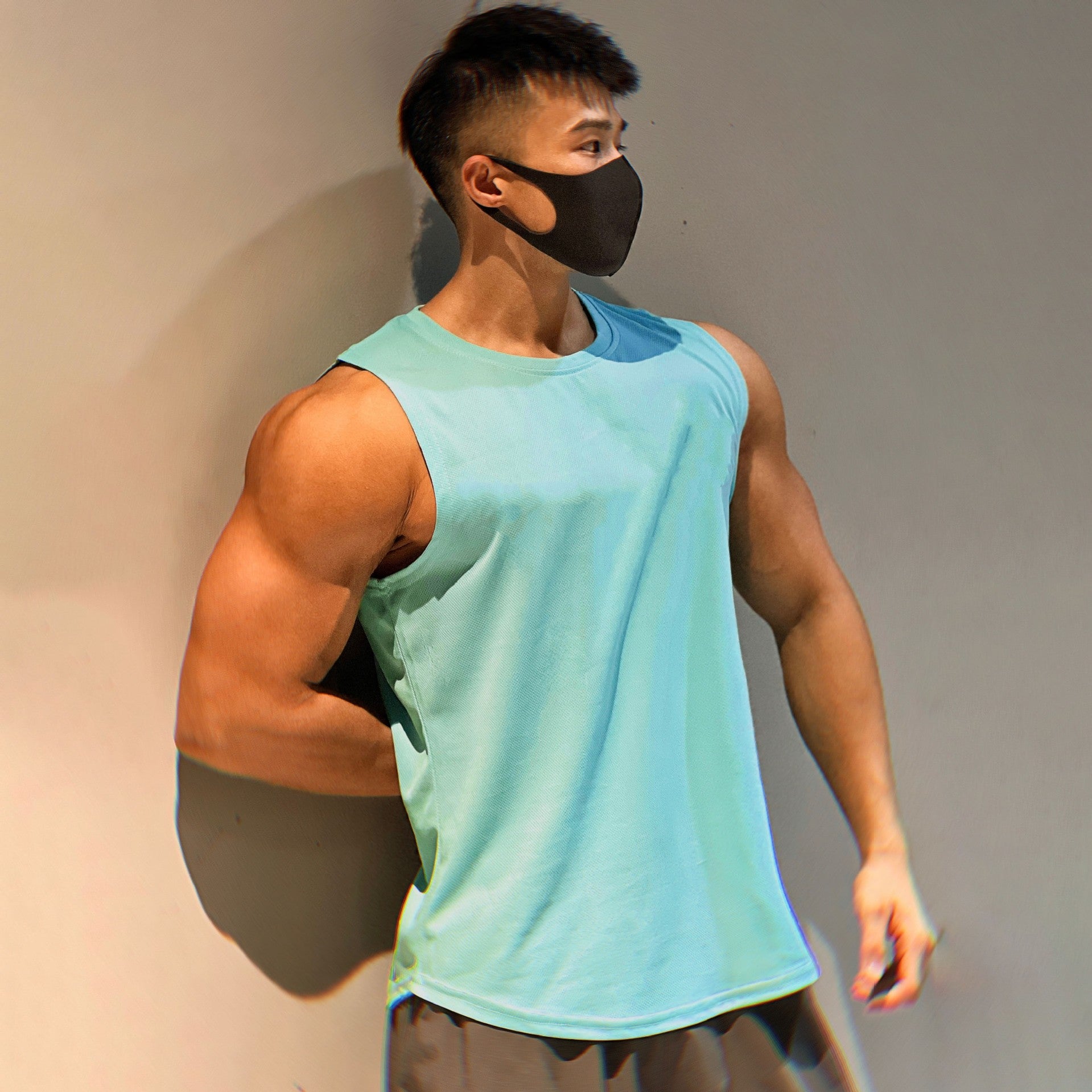 Muscle Fitness Quick-Dry Mesh Backless Top Moisture-Wicking Breathable Training Basketball Sport Trendy Sleeveless T-Shirt Men's