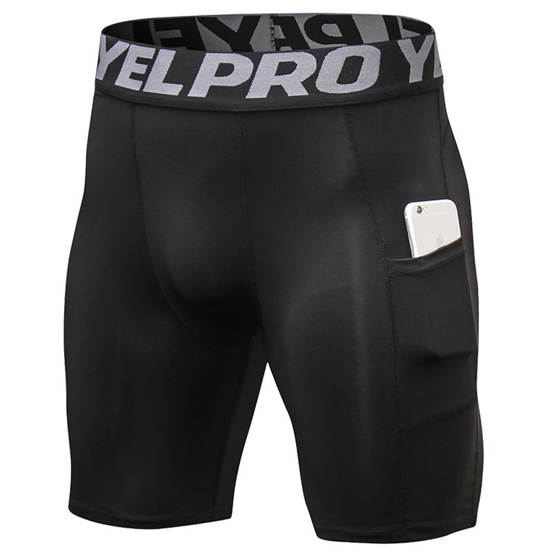 Short PRO gym homme avec poches - Collant sport running séchage rapide
