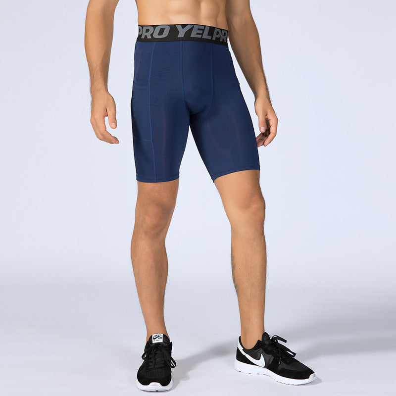 Short PRO gym homme avec poches - Collant sport running séchage rapide