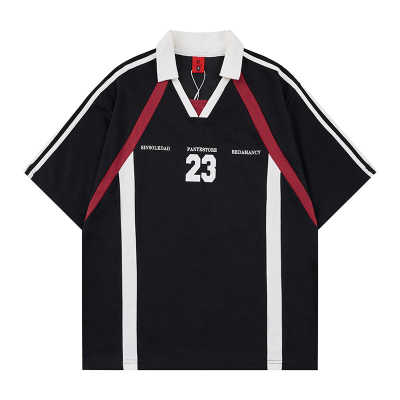 Color blocked sport V-neck polo shirt
