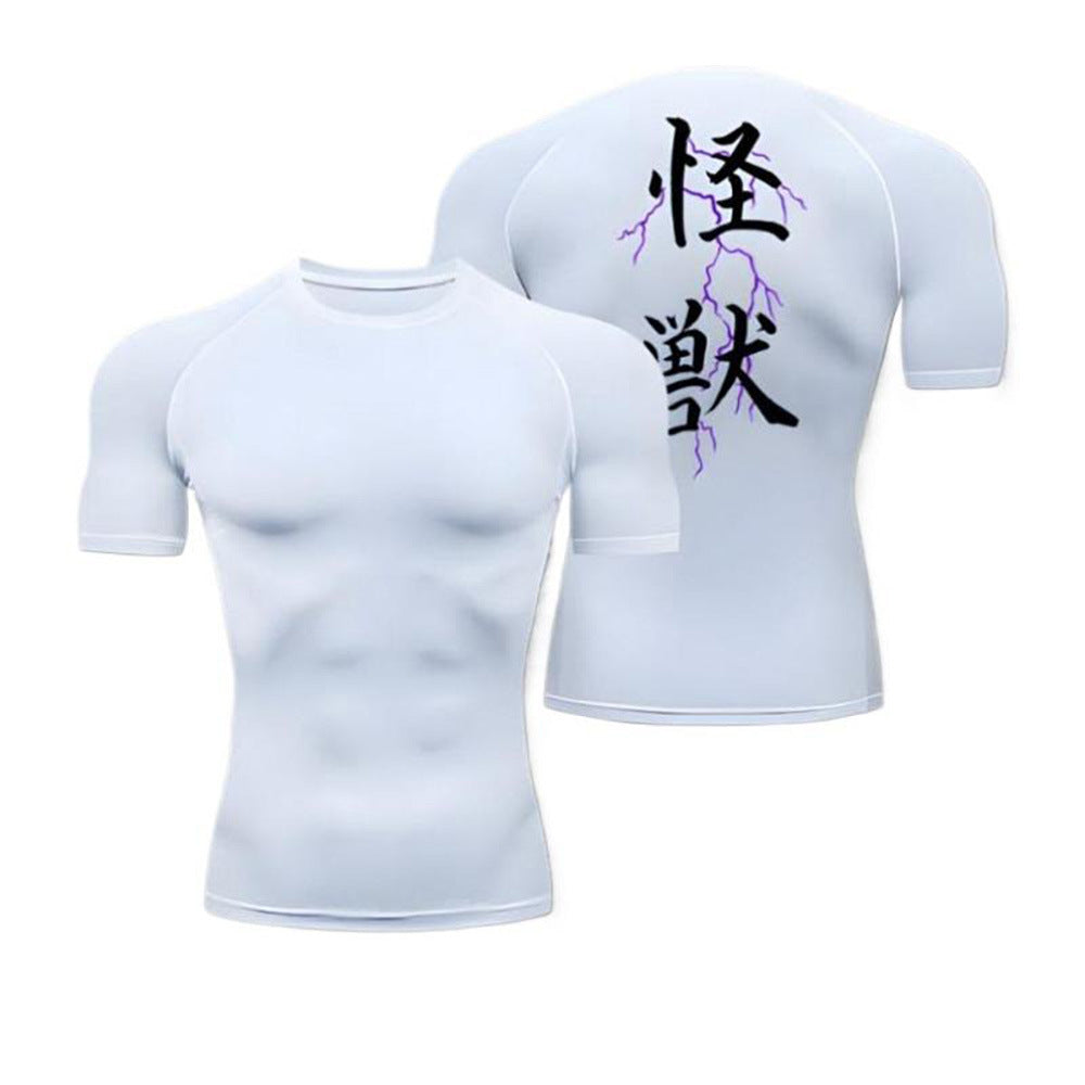 Cropped Fitted Short Sleeve T-Shirt  Quick-Dry Breathable Basketball Running Training Base Layer Sport Fitness Top