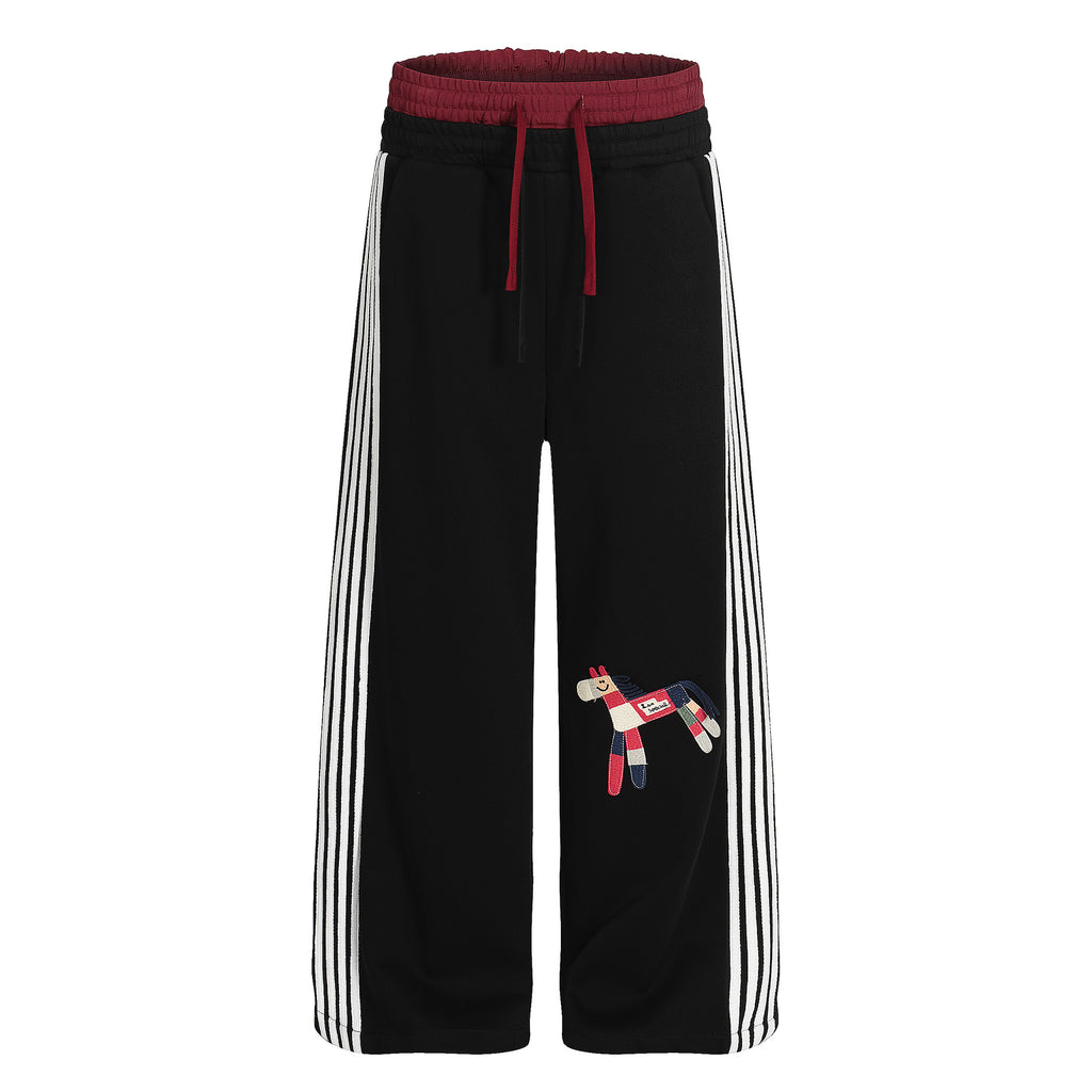 Retro striped sport loose drape wide leg pants
